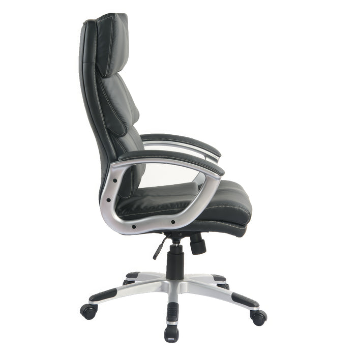 Fauteuil président TygerClaw à dossier haut en similicuir en polyuréthanne - noir