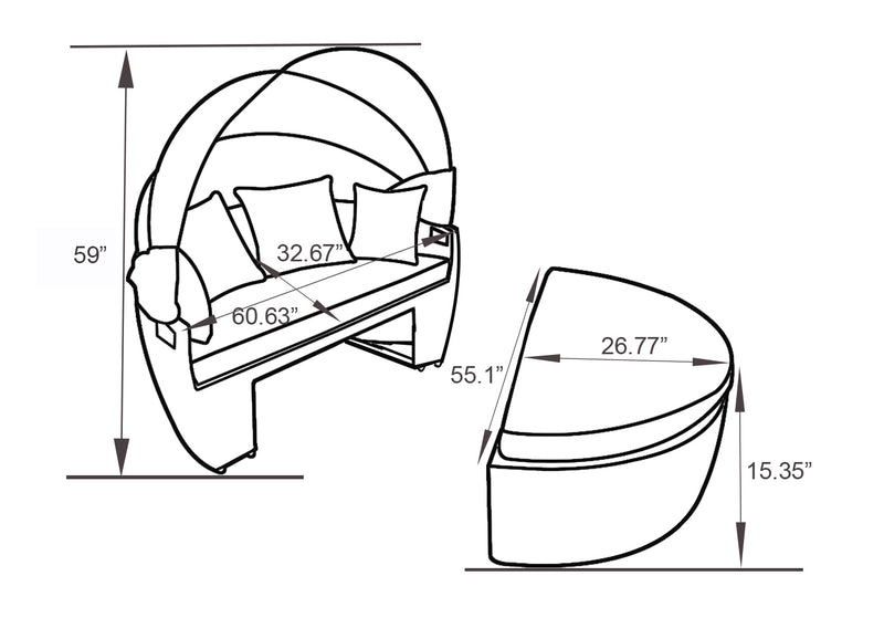 Ensemble de conversation Capri 2 pièces pour la terrasse