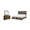 Ensemble de chambre à coucher moderne Titanium brun 5 pièces avec lit, commode, miroir et éclairage à DEL - format très grand lit