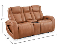  Causeuse à inclinaison électrique Titan de Shaquille O’Neal Home de 81 po en cuir véritable avec confort Shaq-o-pedic - terre