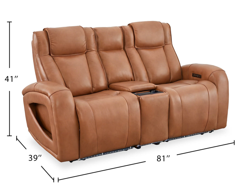 Causeuse à inclinaison électrique Titan de Shaquille O’Neal Home de 81 po en cuir véritable avec confort Shaq-o-pedic - terre 