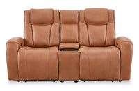 Causeuse à inclinaison électrique Titan de Shaquille O’Neal Home de 81 po en cuir véritable avec confort Shaq-o-pedic - terre