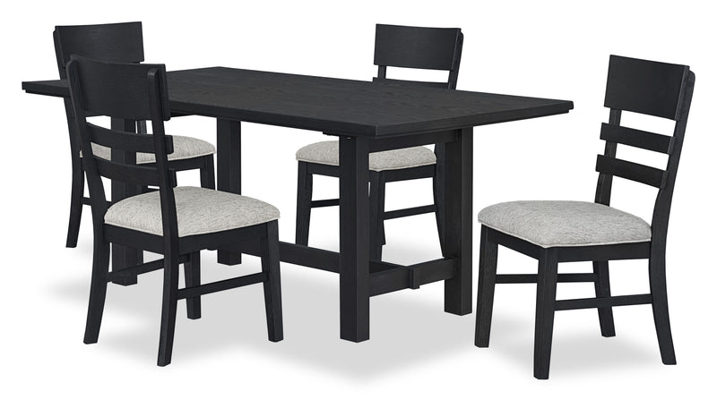 Ensemble de salle à manger Trove 5 pièces avec table de 72 po (L) et 4 chaises - noir 