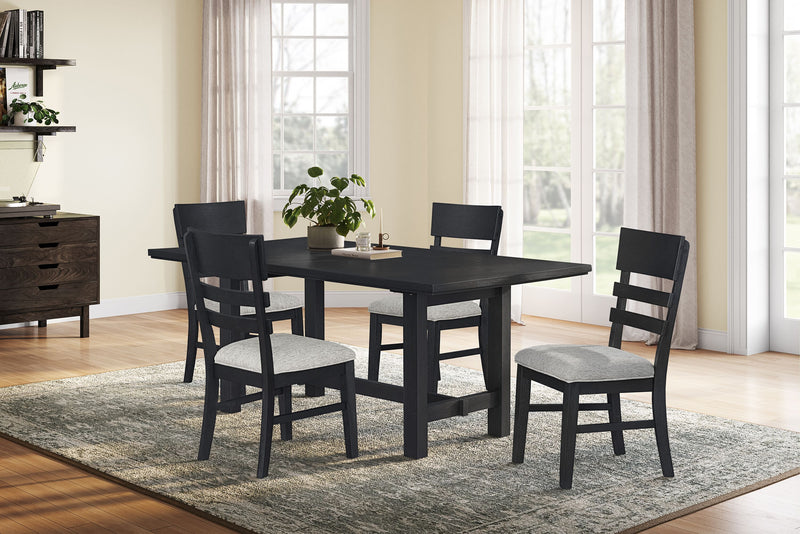 Ensemble de salle à manger Trove 5 pièces avec table de 72 po (L) et 4 chaises - noir 
