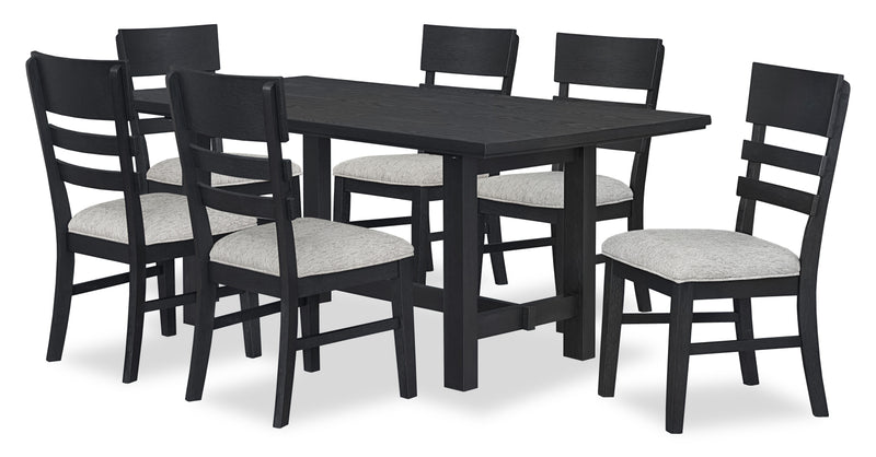 Ensemble de salle à manger Trove 7 pièces avec table de 72 po (L) et 6 chaises - noir 
