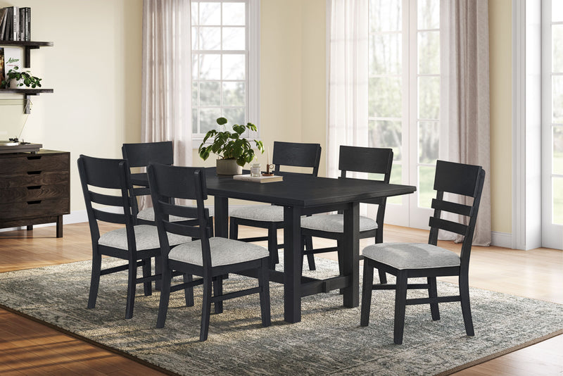 Ensemble de salle à manger Trove 7 pièces avec table de 72 po (L) et 6 chaises - noir 