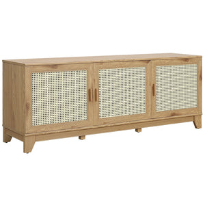 Meuble pour téléviseur moderne Sheridan de Manhattan Comfort de 62,99 po avec cannage - naturel