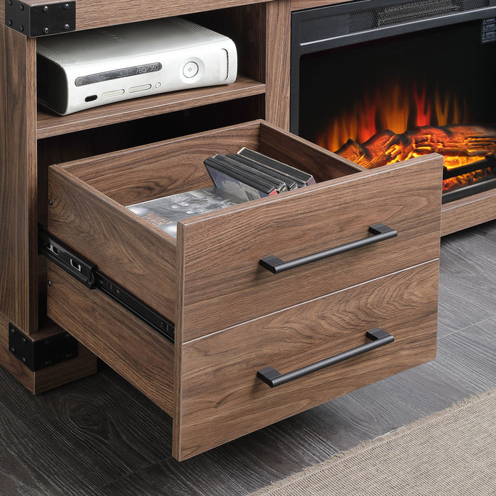 Meuble pour téléviseur Richmond de Manhattan Comfort de 60 po avec 2 tiroirs et 4 tablettes - brun