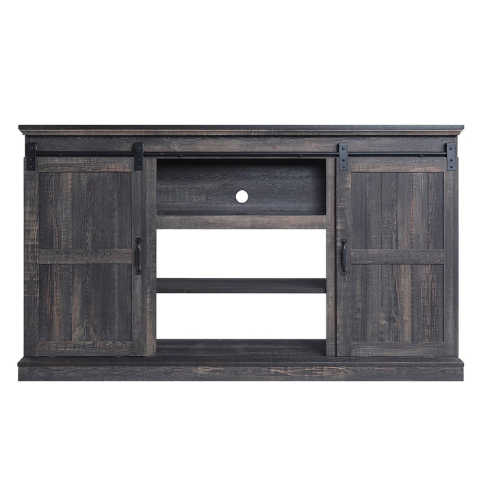 Meuble pour téléviseur Myrtle de Manhattan Comfort de 60 po avec 2 portes coulissantes - brun foncé