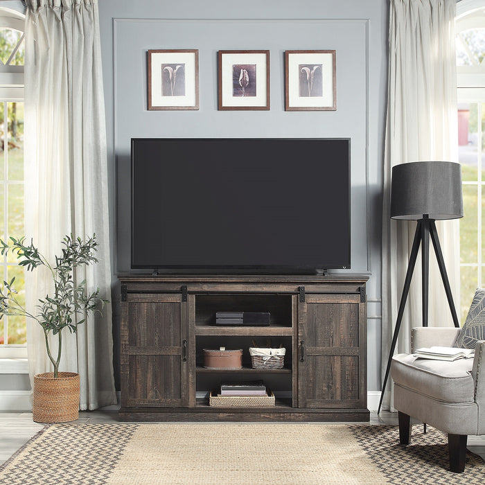 Meuble pour téléviseur Myrtle de Manhattan Comfort de 60 po avec 2 portes coulissantes - brun foncé