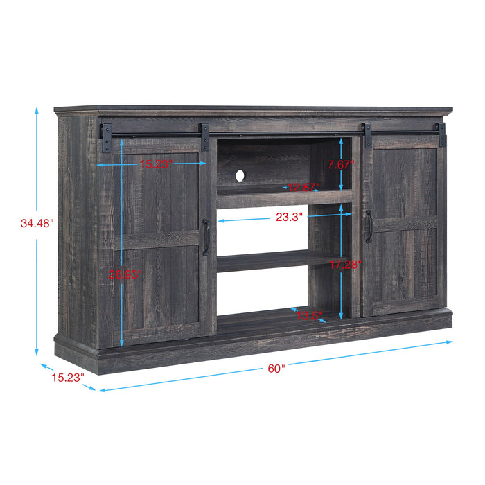 Meuble pour téléviseur Myrtle de Manhattan Comfort de 60 po avec 2 portes coulissantes - brun foncé