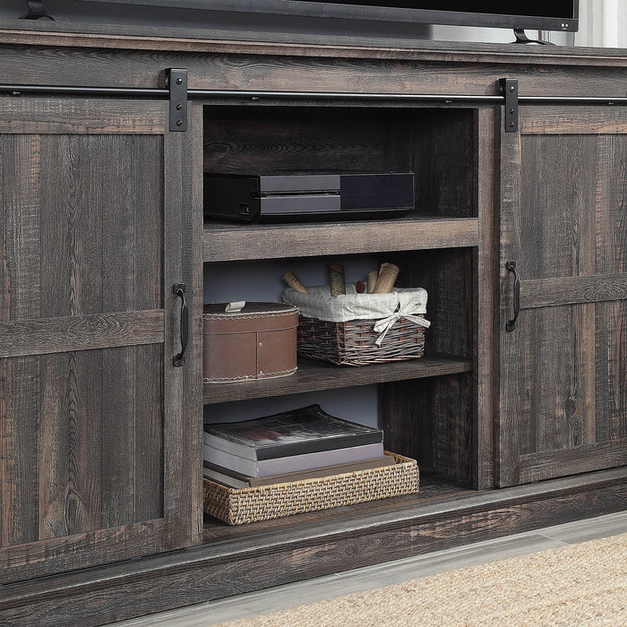Meuble pour téléviseur Myrtle de Manhattan Comfort de 60 po avec 2 portes coulissantes - brun foncé