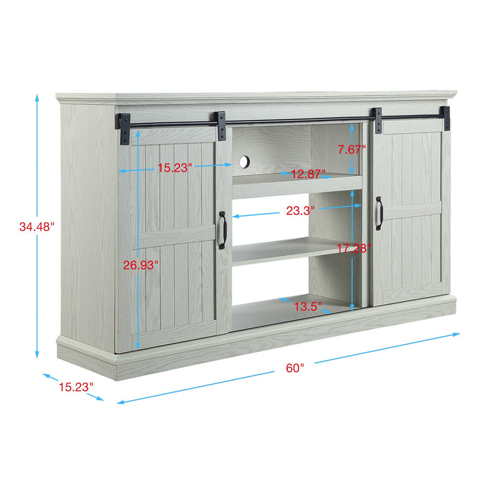 Meuble pour téléviseur Myrtle de Manhattan Comfort de 60 po avec 2 portes coulissantes - chêne crème