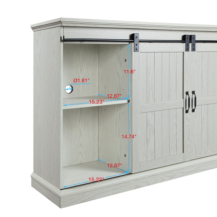Meuble pour téléviseur Myrtle de Manhattan Comfort de 60 po avec 2 portes coulissantes - chêne crème