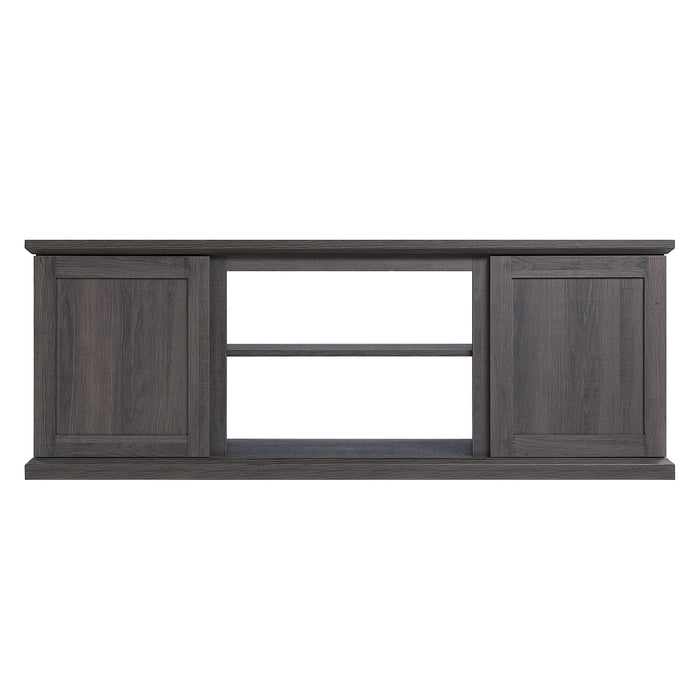 Meuble pour téléviseur Franklin de Manhattan Comfort de 60 po avec 2 portes et tablettes ouvertes - brun foncé