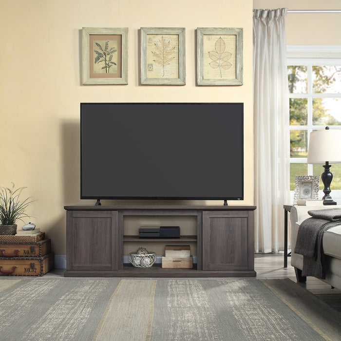 Meuble pour téléviseur Franklin de Manhattan Comfort de 60 po avec 2 portes et tablettes ouvertes - brun foncé