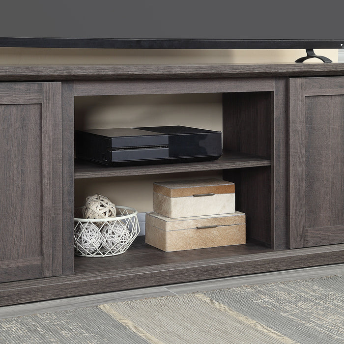 Meuble pour téléviseur Franklin de Manhattan Comfort de 60 po avec 2 portes et tablettes ouvertes - brun foncé