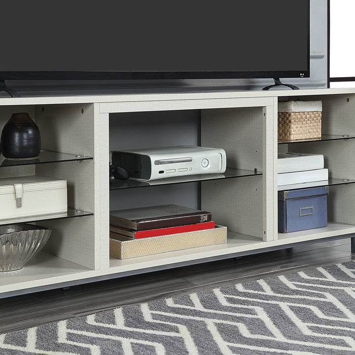 Meuble pour téléviseur Brighton de Manhattan Comfort de 60 po avec tablettes en verre et système de gestion des câbles - beige