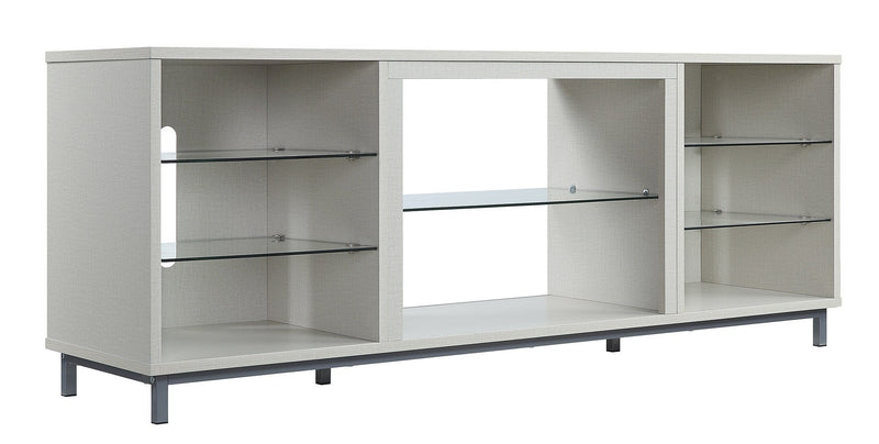 Meuble pour téléviseur Brighton de Manhattan Comfort de 60 po avec tablettes en verre et système de gestion des câbles - beige