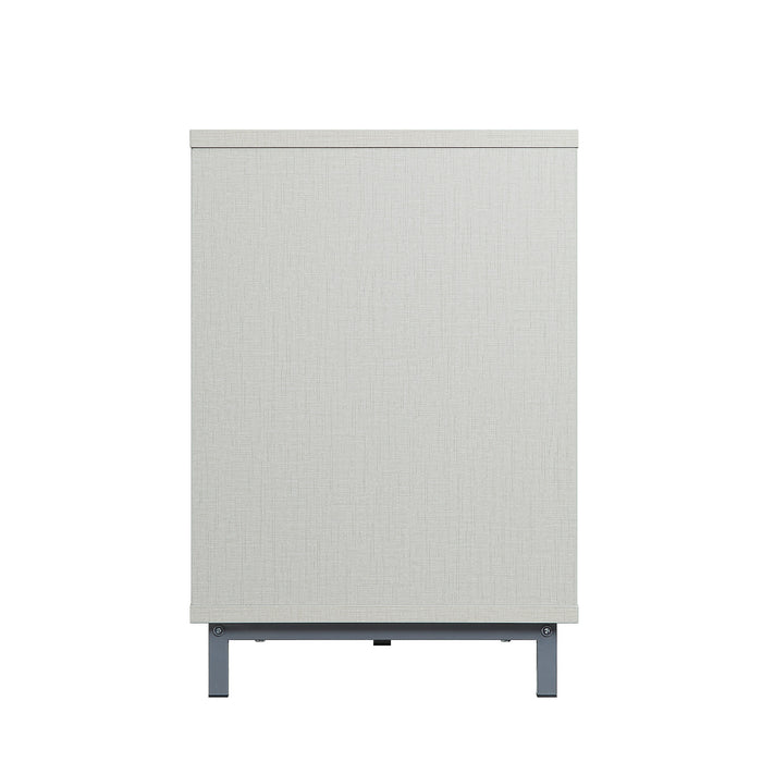 Meuble pour téléviseur Brighton de Manhattan Comfort de 60 po avec tablettes en verre et système de gestion des câbles - beige