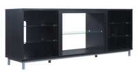 Meuble pour téléviseur Brighton de Manhattan Comfort de 60 po avec tablettes en verre et système de gestion des câbles - onyx