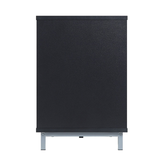 Meuble pour téléviseur Brighton de Manhattan Comfort de 60 po avec tablettes en verre et système de gestion des câbles - onyx