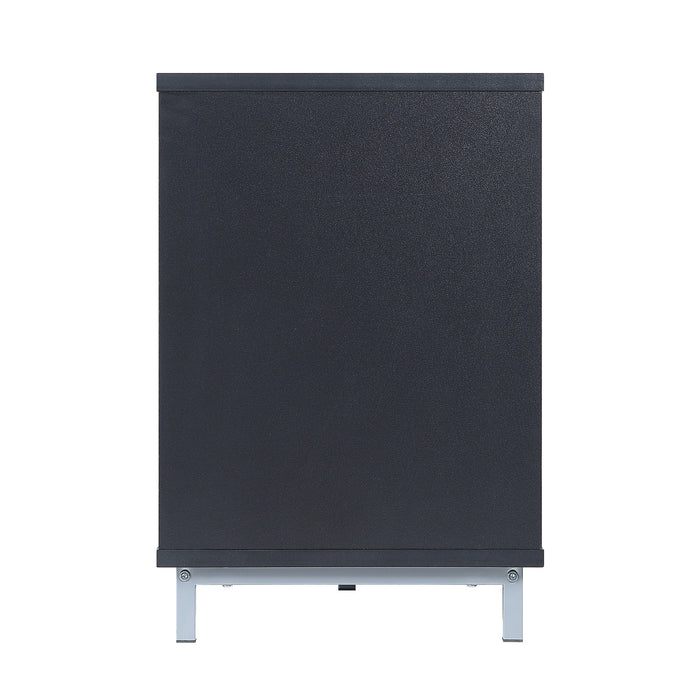 Meuble pour téléviseur Brighton de Manhattan Comfort de 60 po avec tablettes en verre et système de gestion des câbles - onyx