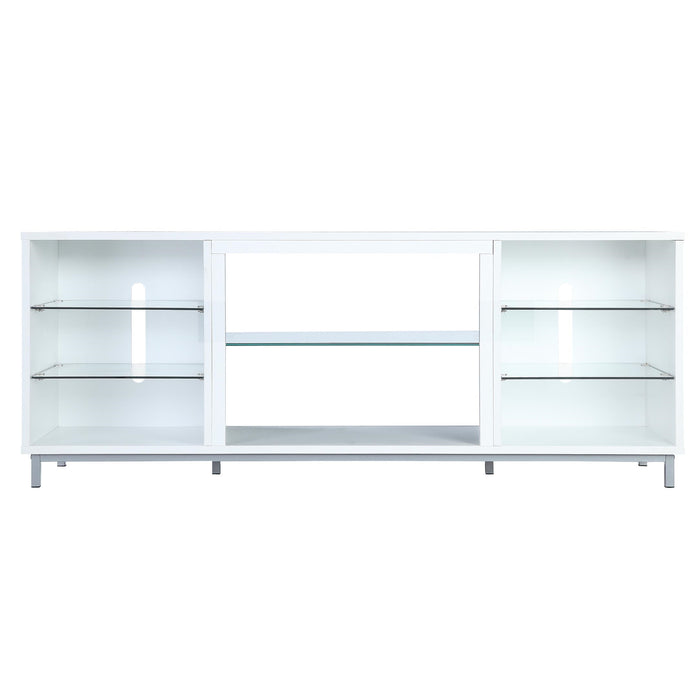 Meuble pour téléviseur Brighton de Manhattan Comfort de 60 po avec tablettes en verre et système de gestion des câbles - blanc
