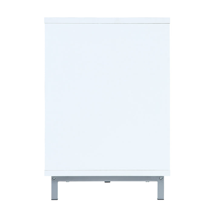 Meuble pour téléviseur Brighton de Manhattan Comfort de 60 po avec tablettes en verre et système de gestion des câbles - blanc