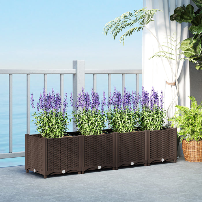 Outsunny Lit De Jardin Avec Trous De Drainage, 63\" X 15,7\" X 14,6\", Brun