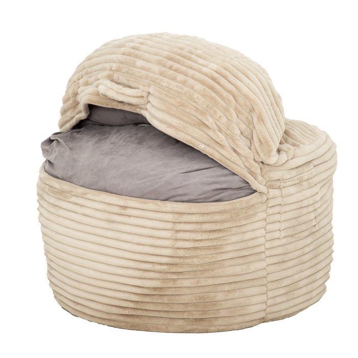 Fauteuil poire Teddy de Sealy en velours côtelé avec mousse à haute densité - beige