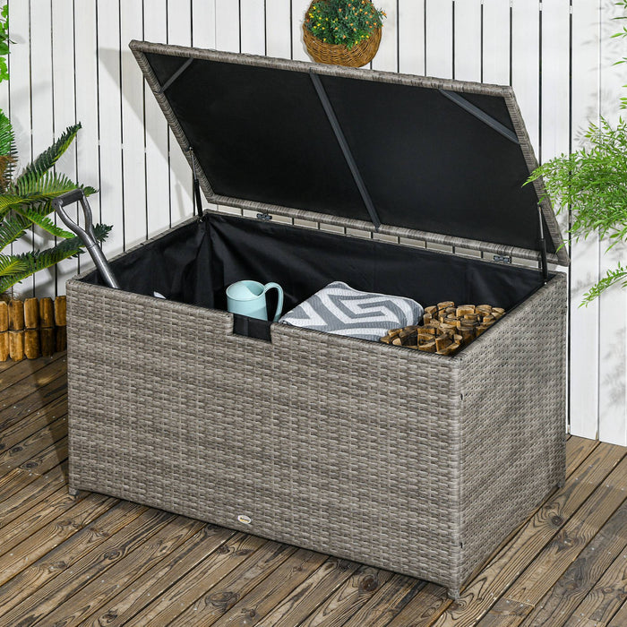 Outsunny Coffre De Terrasse, Poignee, Doublure Interieure Etanche, Gris