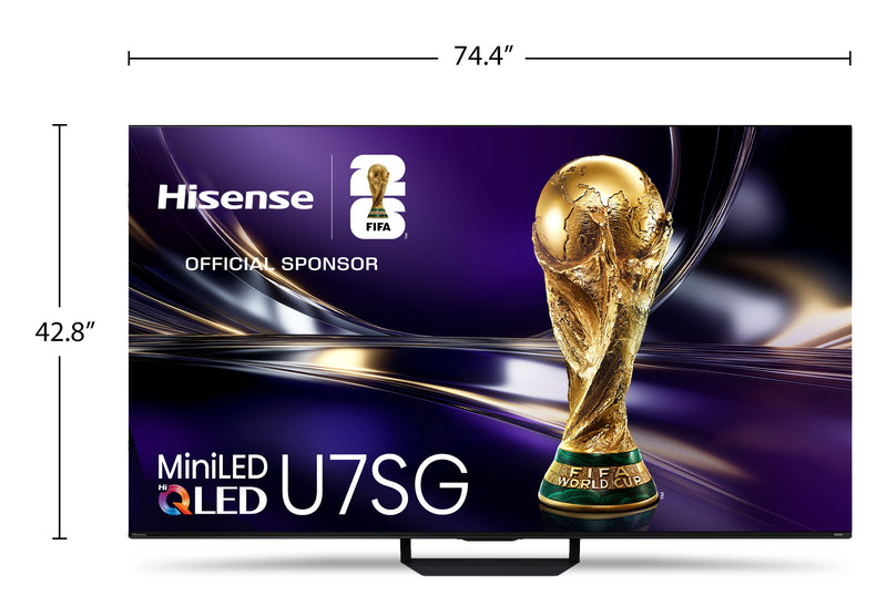 Téléviseur QLED Hisense U7SG UHD 4K de 85 po avec Mini DEL, IA et (écran) antireflet (85U7SG) - modèle 2026
