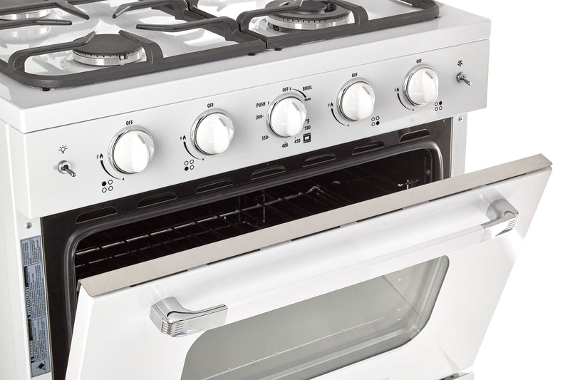Cuisinière à gaz Classic Rétro par Unique de 30 po à convection - UGP-30CR W