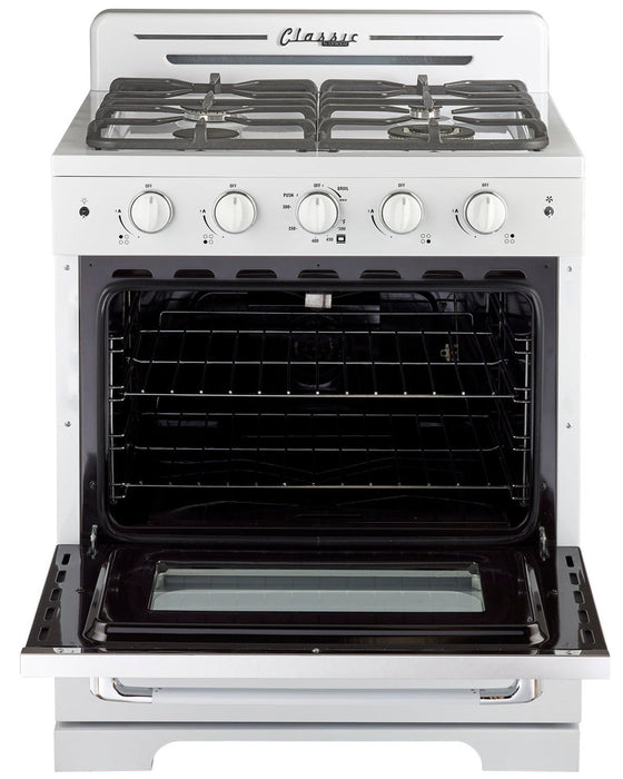 Cuisinière à gaz Classic Rétro par Unique de 30 po à convection - UGP-30CR W