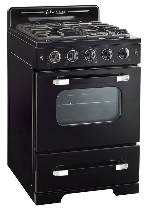 Cuisinière à gaz Classic Rétro par Unique de 24 po à convection - UGP-24CR B
