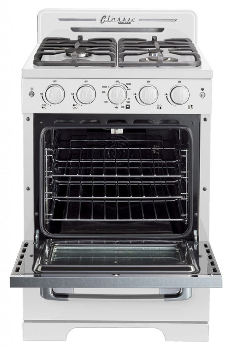 Cuisinière à gaz Classic Rétro par Unique de 24 po à convection - UGP-24CR W