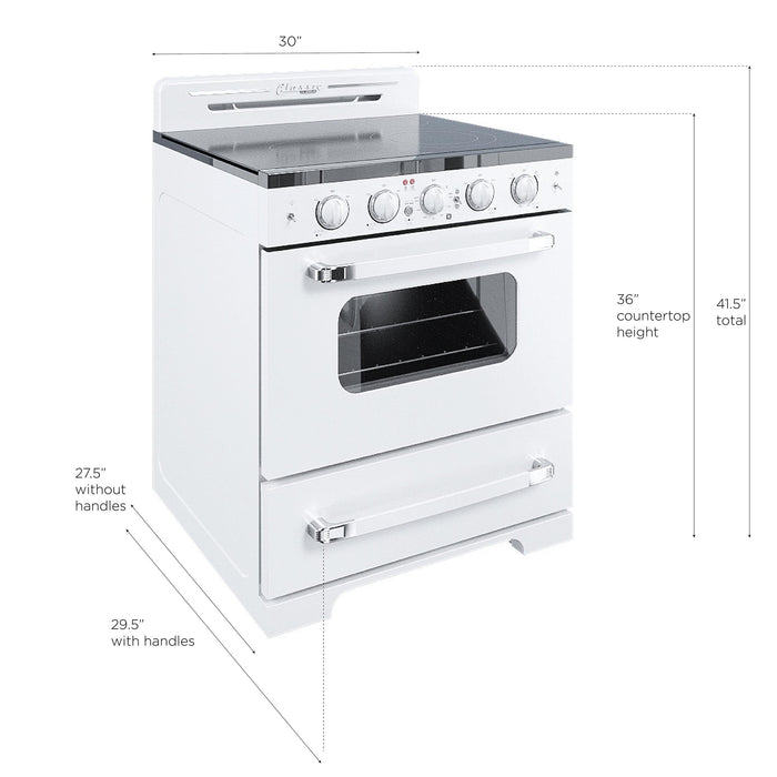 Cuisinière électrique  Classic Rétro par Unique de 30 po à convection - UGP-30CR EC W