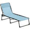 Chaise Longue Pliante Exterieure Outsunny, Pour Le Camping, La Randonnee, Bleu Clair