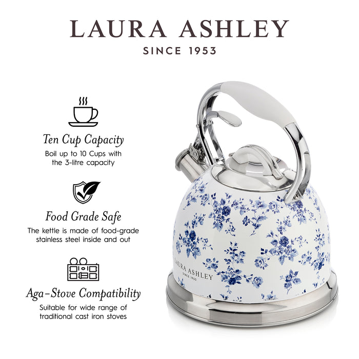 Bouilloire sur la cuisinière Laura Ashley en acier inoxydable, rosier de Chine - VQ-SBNK057-LACR-CA