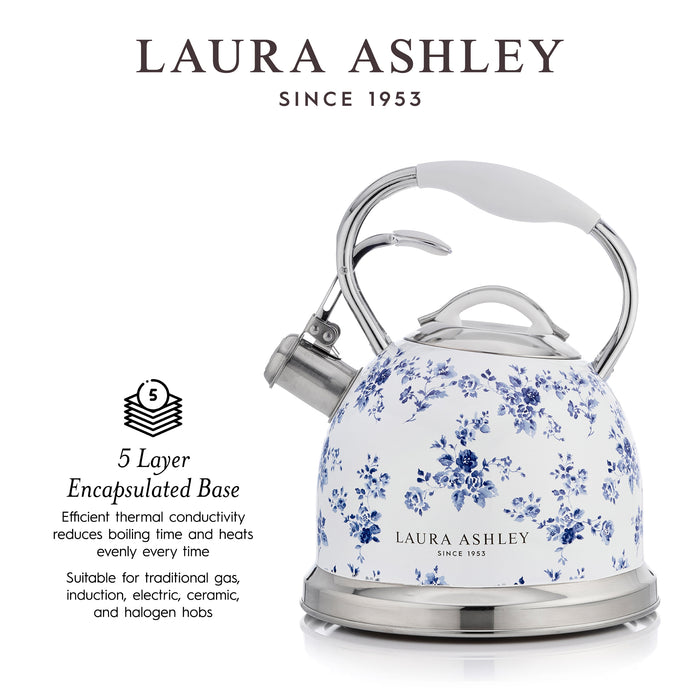 Bouilloire sur la cuisinière Laura Ashley en acier inoxydable, rosier de Chine - VQ-SBNK057-LACR-CA