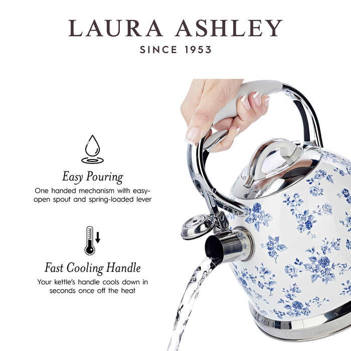 Bouilloire sur la cuisinière Laura Ashley en acier inoxydable, rosier de Chine - VQ-SBNK057-LACR-CA