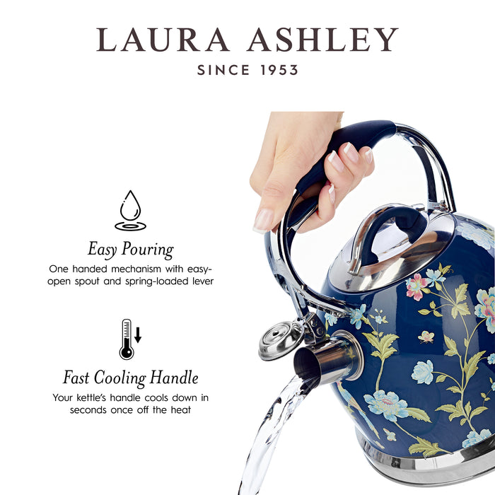 Bouilloire sur la cuisinière Laura Ashley en acier inoxydable, bleu marine d’Elveden - VQ-SBNK057-LAEN-CA