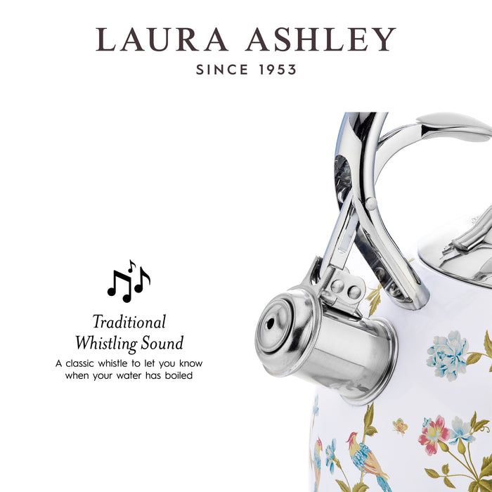 Bouilloire sur la cuisinière Laura Ashley en acier inoxydable, blanc d’Elveden - VQ-SBNK057-LAEW-CA