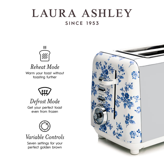 Grille-pain Laura Ashley à 2 tranches en acier inoxydable, rosier de Chine - VQ-SBT582-LACR-CA