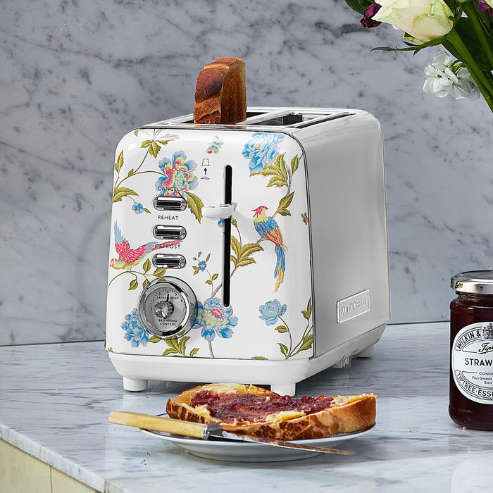 Grille-pain Laura Ashley à 2 tranches en acier inoxydable, blanc d’Elveden - VQ-SBT582-LAEW-CA