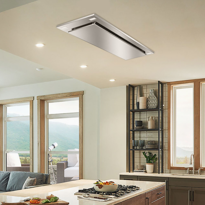 Hotte de cuisinière encastrée au plafond Victory de 36 po et de 600 pi3/min en acier inoxydable - Sunset-36