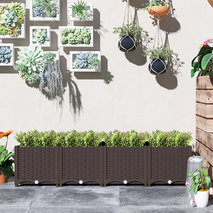 Outsunny Lit De Jardin Avec Trous De Drainage, 63\" X 15,7\" X 14,6\", Brun