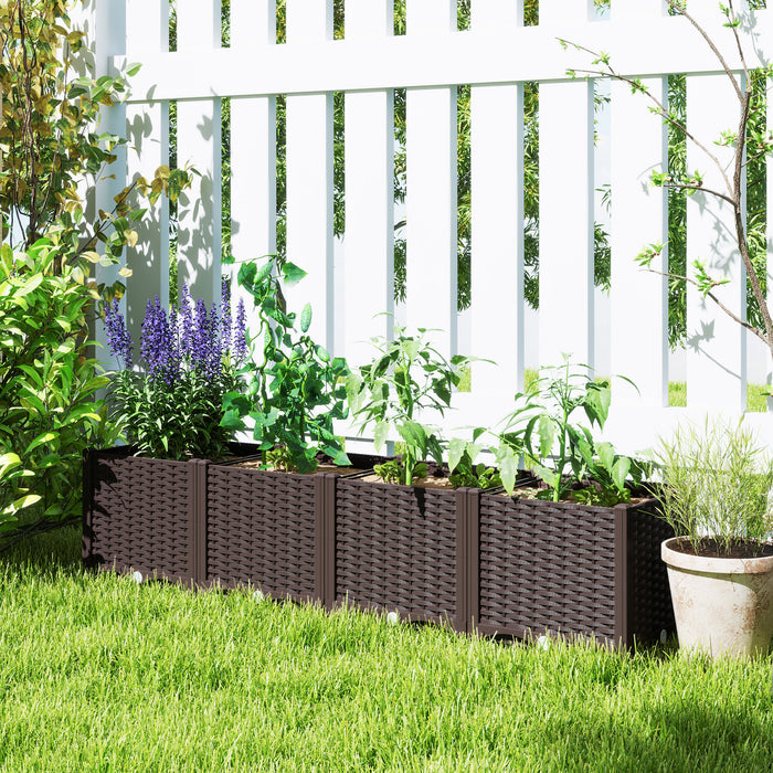 Outsunny Lit De Jardin Avec Trous De Drainage, 63\" X 15,7\" X 14,6\", Brun