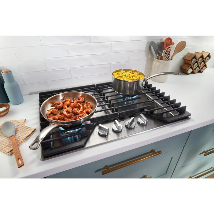 Surface de cuisson à gaz Whirlpool de 30 po avec grilles en fonte à charnières EZ-2-LiftMC - WCGK5030PB
